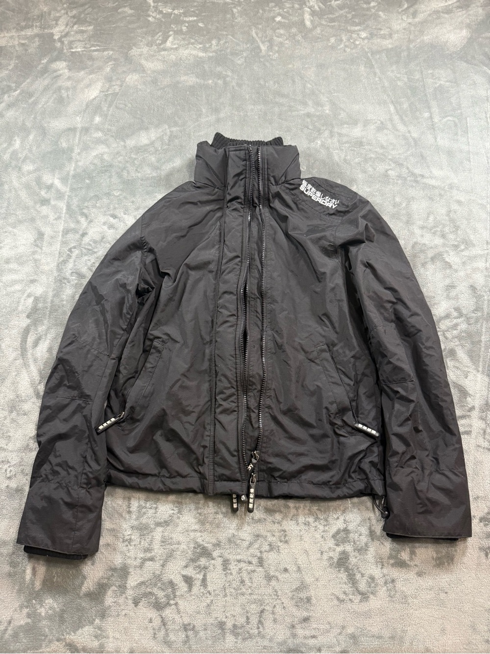 Superdry Double Blacklabel Triple Zip Windcheater Bomber Jacket Men’s Size Large